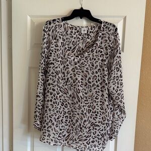 CAbi Leopard Print Blouse - Black and Cream